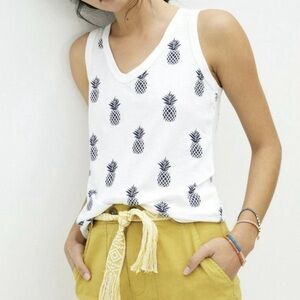 NWT Anthropologie Pineapple Print White Tank Top